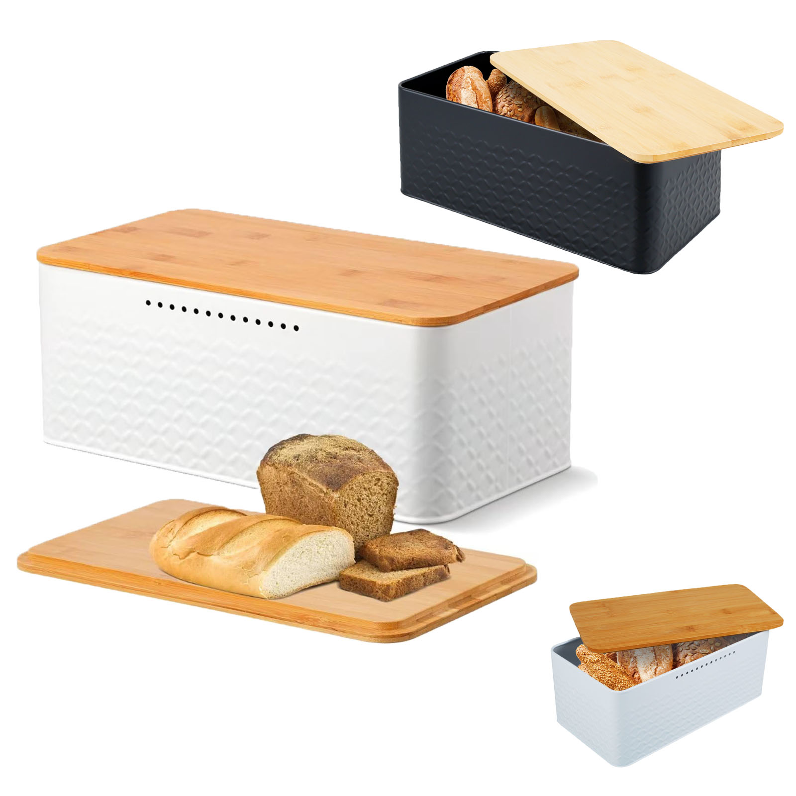 Food Storage Metal Box - Boîte à pain avec couvercle en