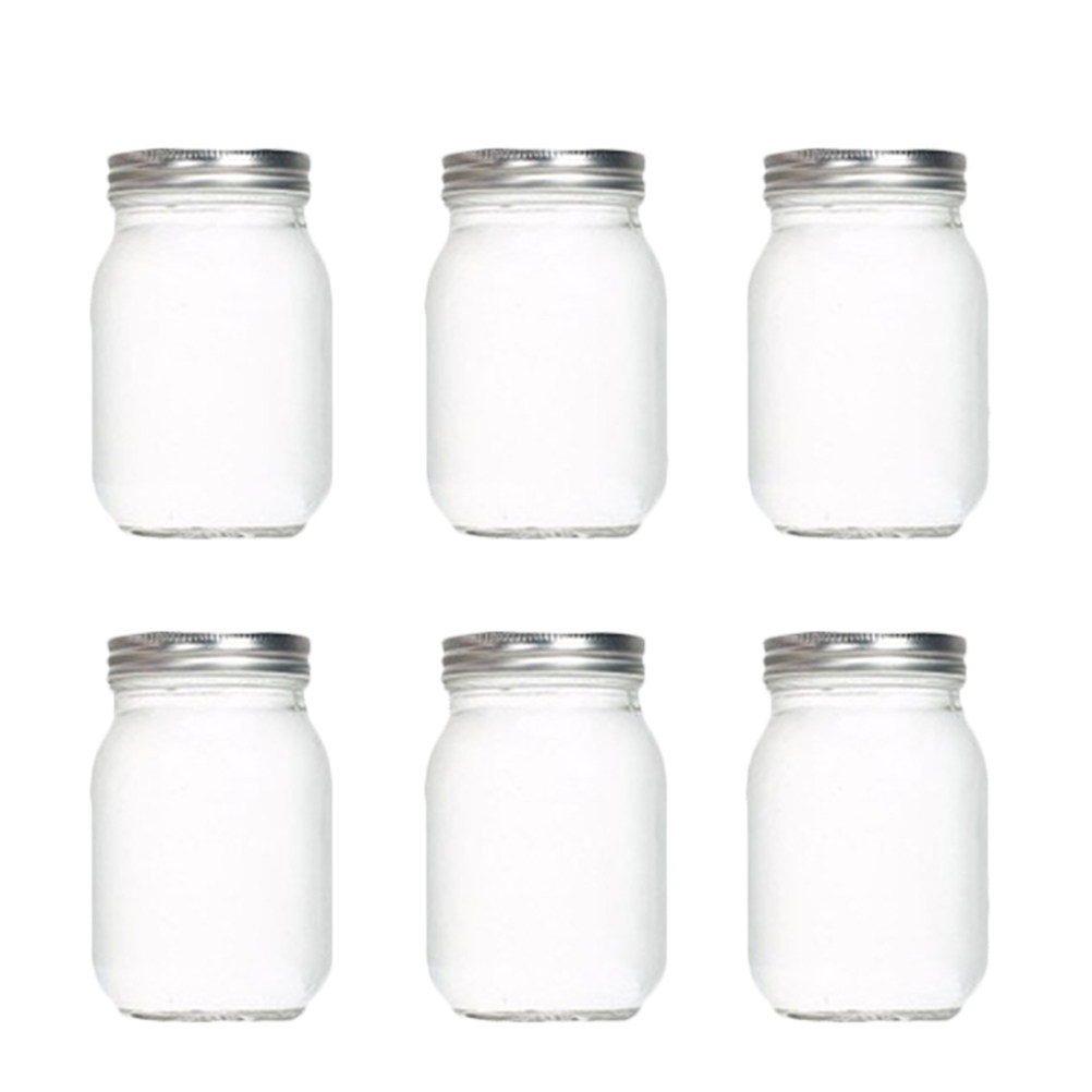 Food Storage Lid - 6 pots en verre ronds transparents