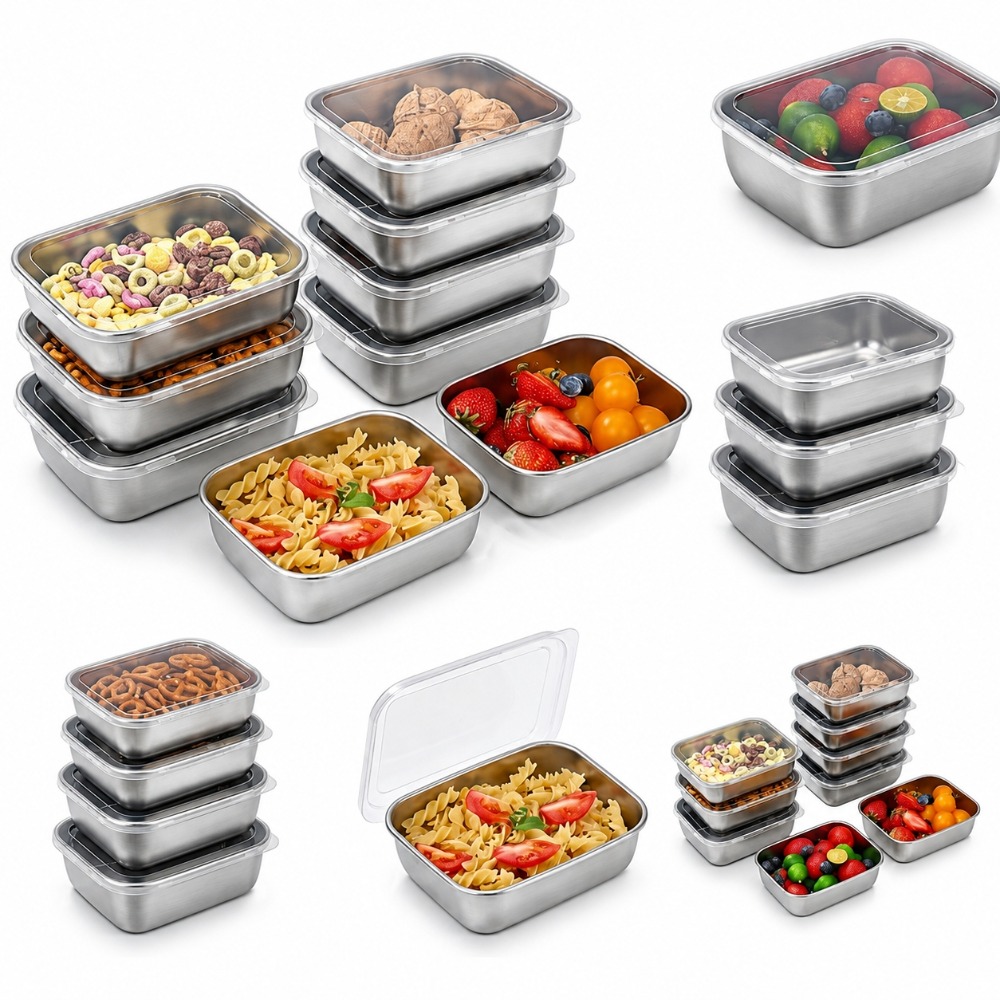 Food Storage Metal Box - Lot de 6 boîtes de conservation