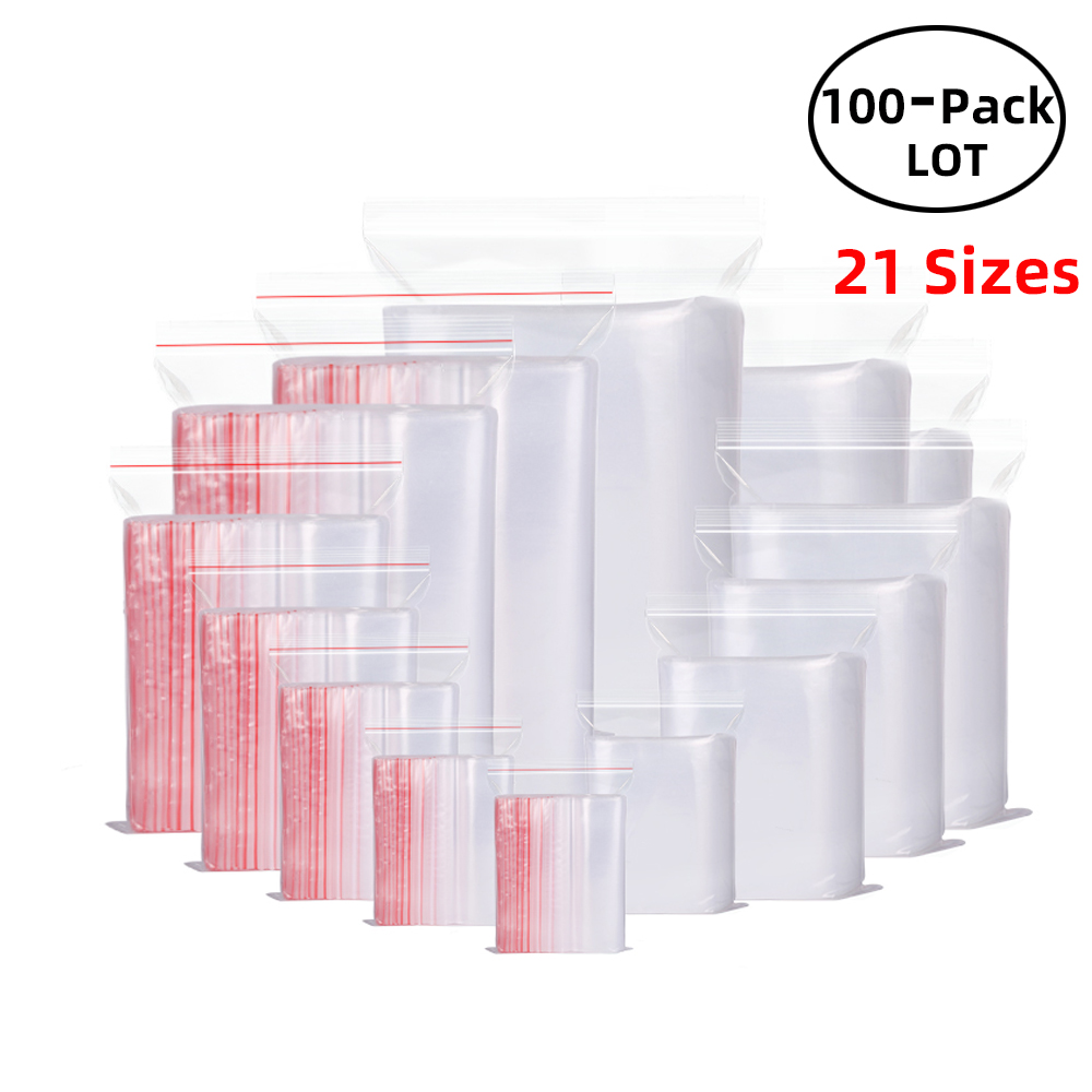 Food Storage Ziploc Bags - Sacs refermables à fermeture éclair, 100
