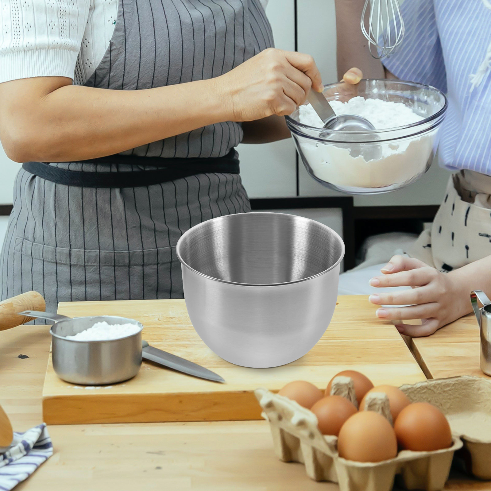 Food Storage Bowls - Grand saladier en acier inoxydable épais