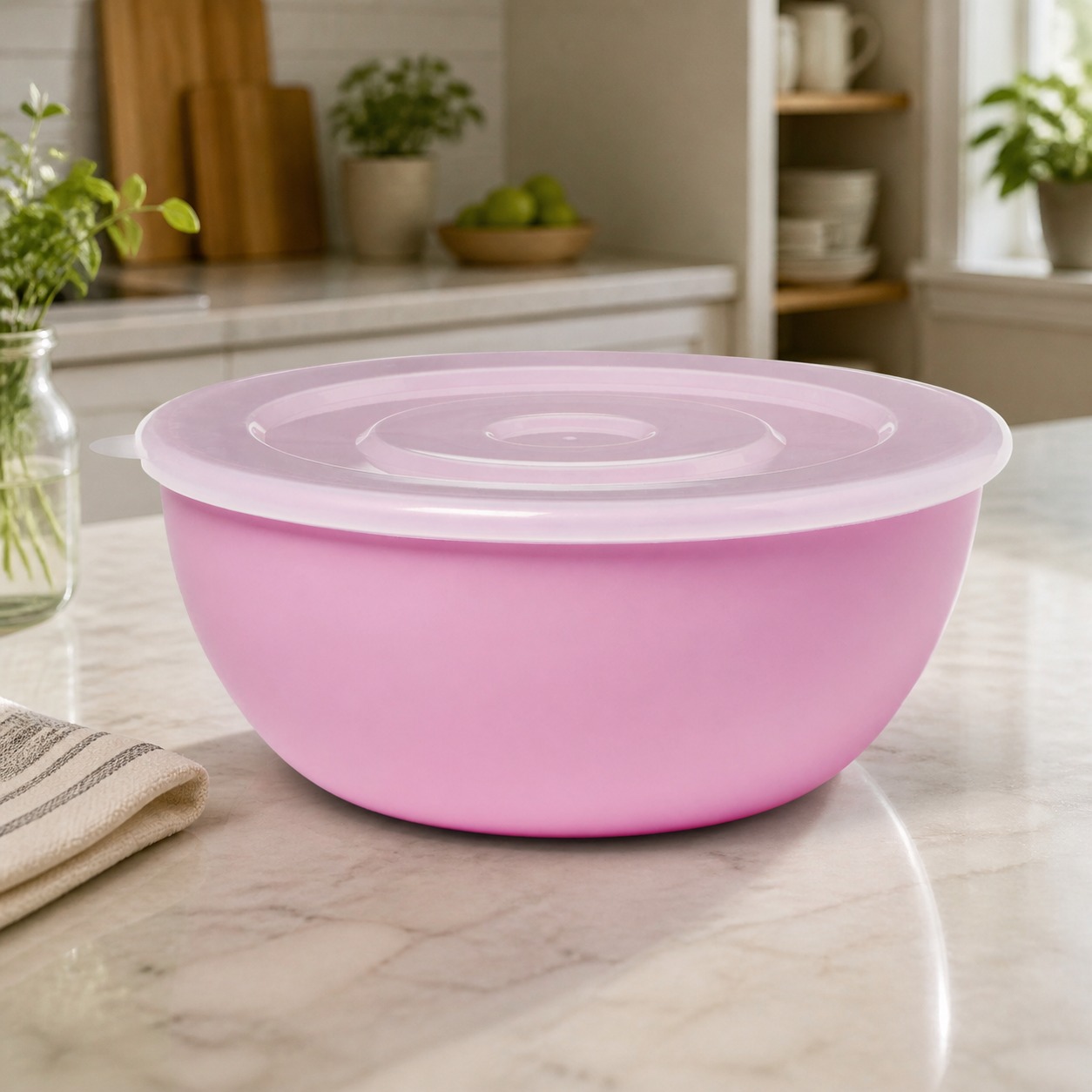 Food Storage Bowls - Bol rose avec couvercle assorti, récipient