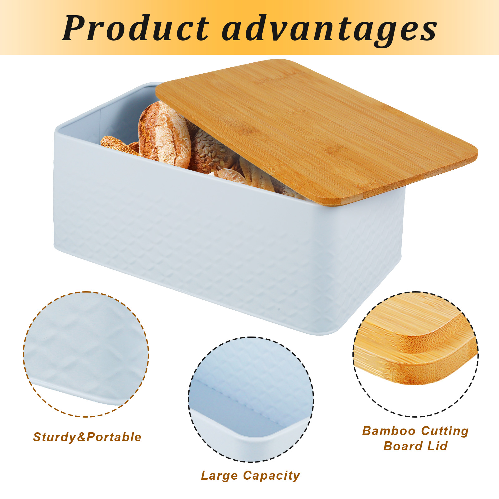 Boîte à pain avec couvercle en - Food Storage Metal Box avis et prix