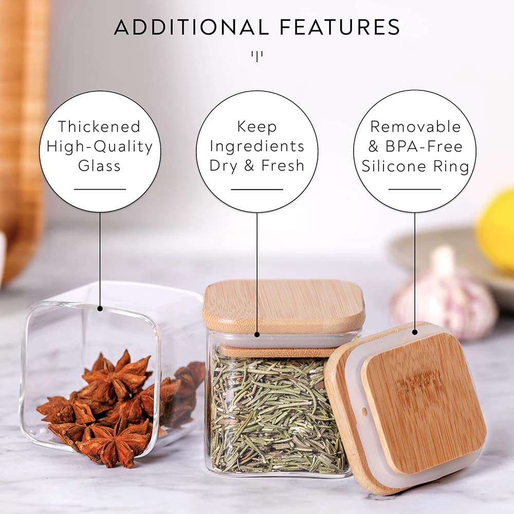 Bocaux à Épices Carrés en Verr - Food Storage Set Glass avis et prix