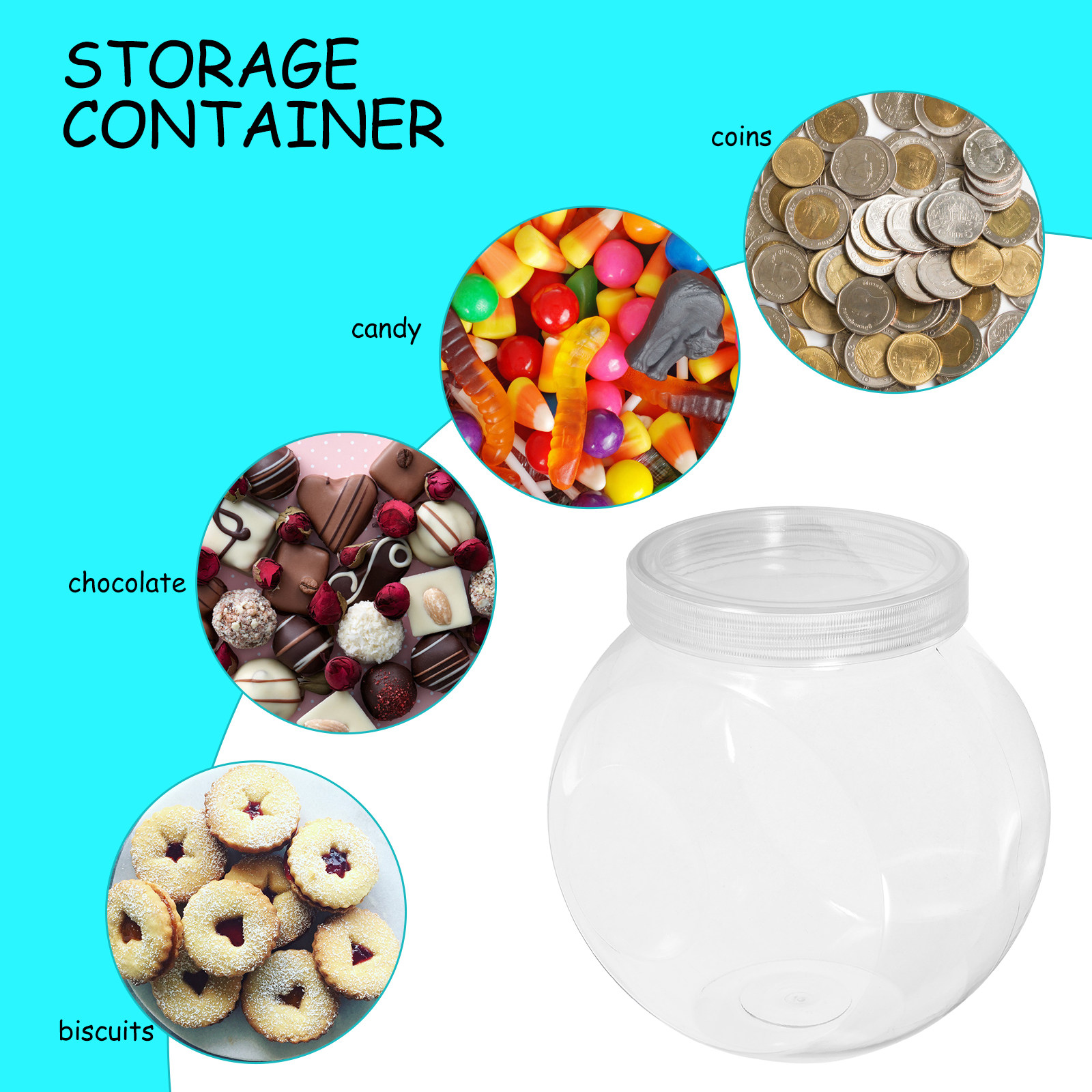 3 pots à bonbons transparents  - Food Storage Lid avis et prix
