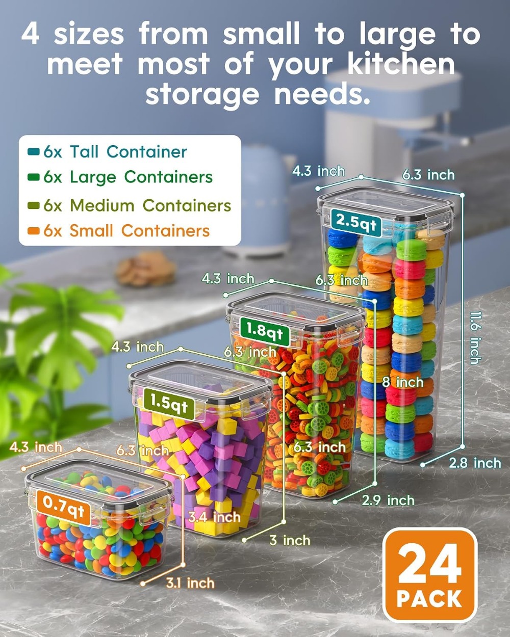 24 contenants hermétiques pour - Food Storage Lid avis et prix